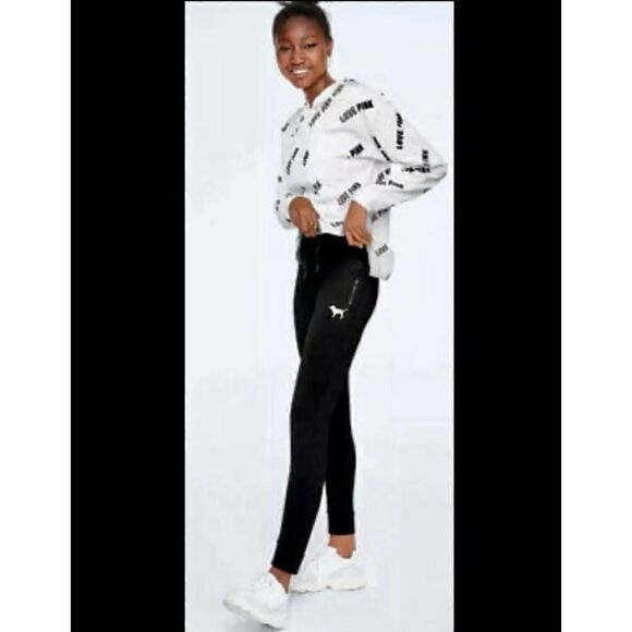 PINK|by Victoria Secret| Ultimate|Black basic|Track pant| Joggers| zipper pocket - Picture 1 of 11